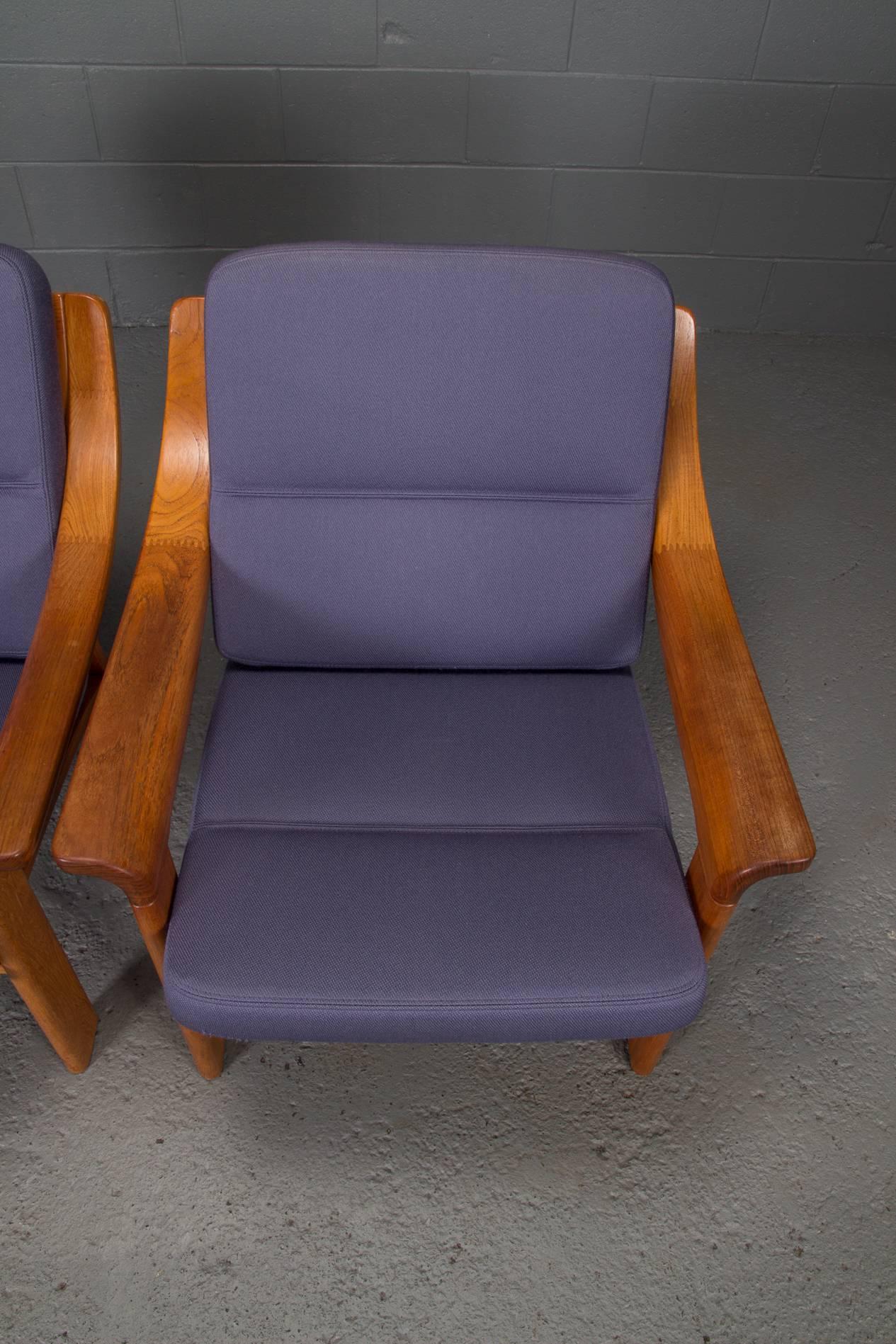 Pair of Armchairs with Finger Joint Arms by PJ Danmark In Good Condition In Belmont, MA