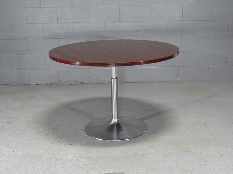 HeightAdjustable Round Rosewood Pedestal Table at 1stDibs
