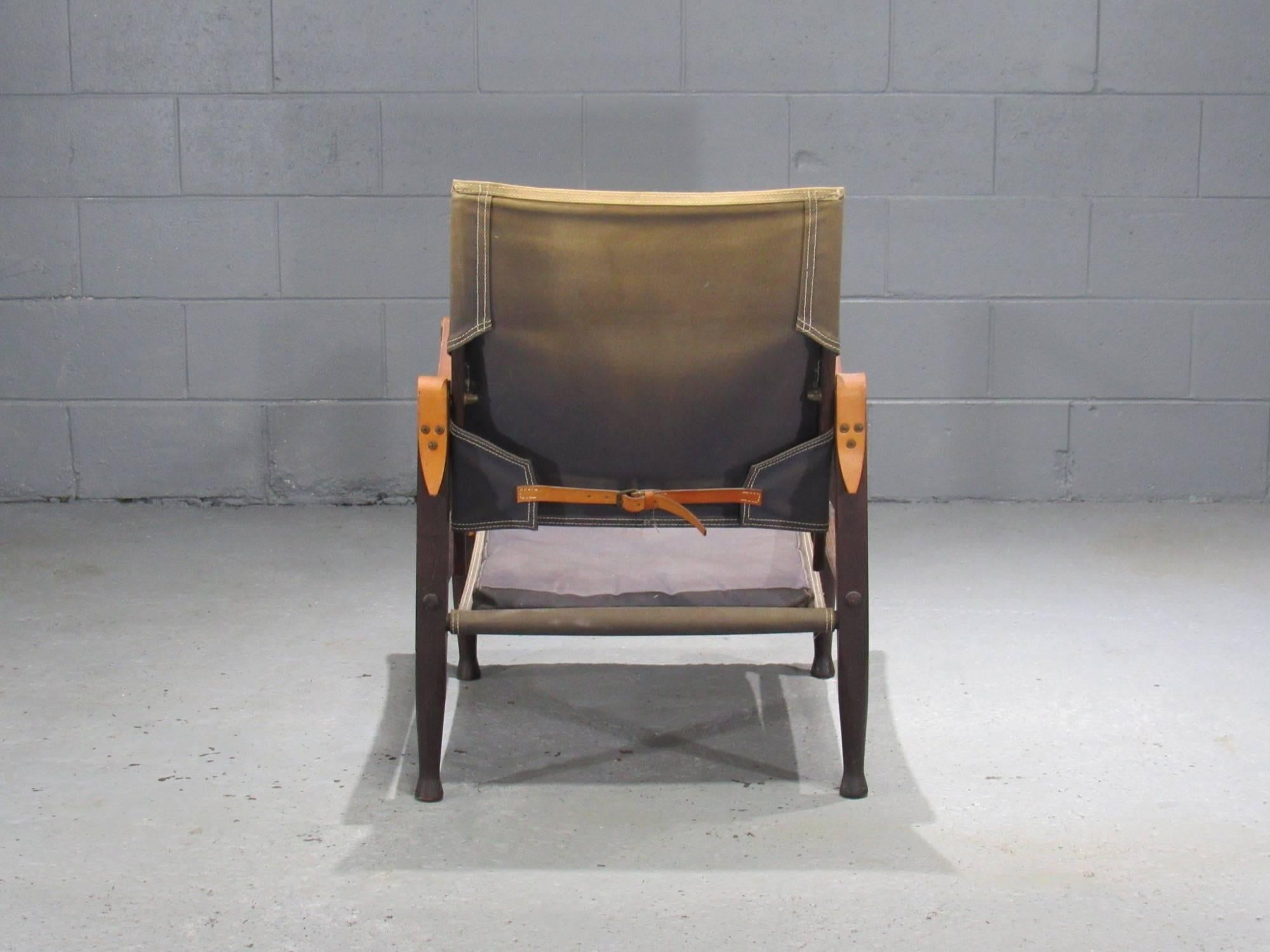 Mid-Century Modern Canvas Safari Easy Chair by Kaare Klint for Rud Rasmussen For Sale