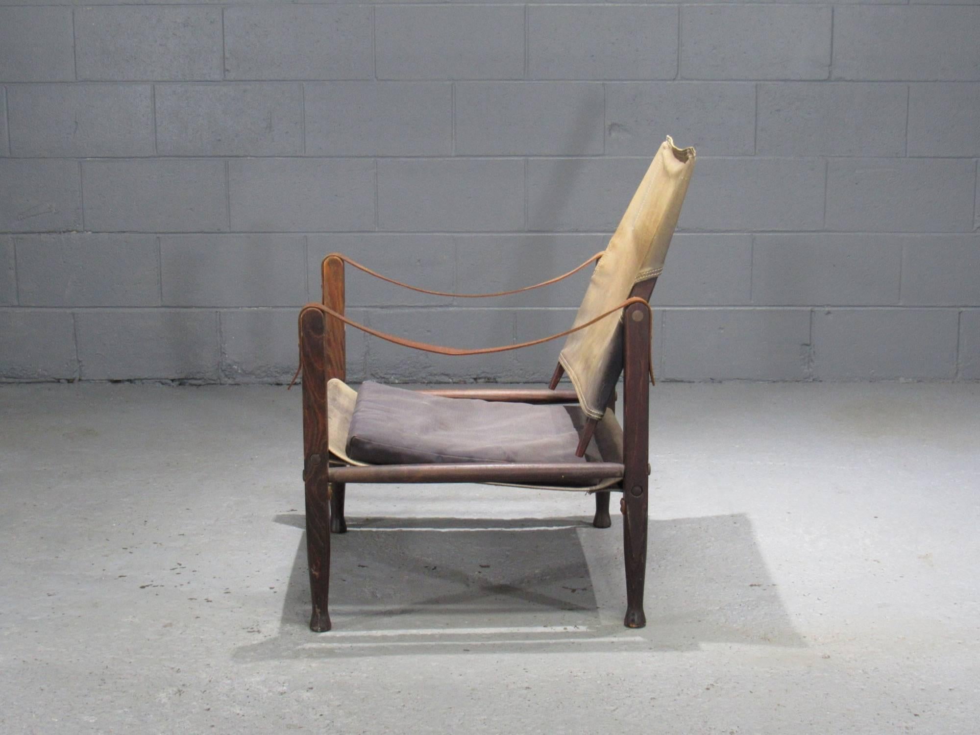 Safari-Stuhl aus Segeltuch von Kaare Klint für Rud Rasmussen (Moderne der Mitte des Jahrhunderts) im Angebot