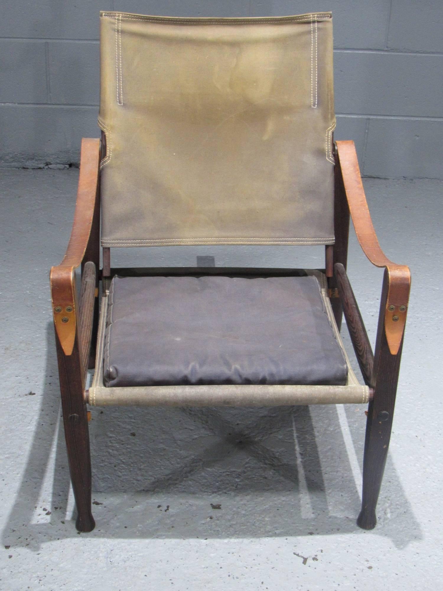 Danish Canvas Safari Easy Chair by Kaare Klint for Rud Rasmussen For Sale
