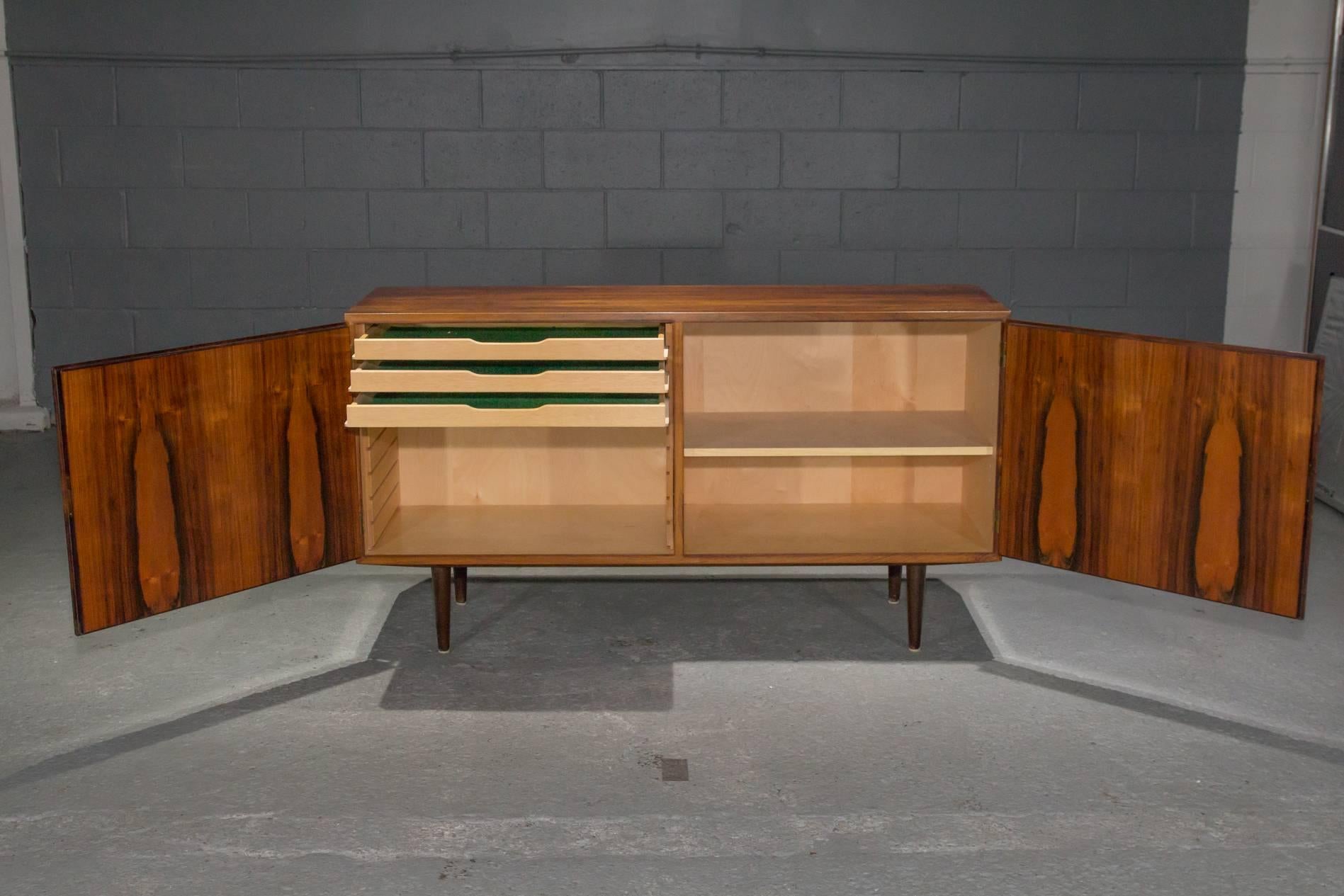 Mid-Century Modern Two-Door Danish Modern Rosewood Sideboard For Sale