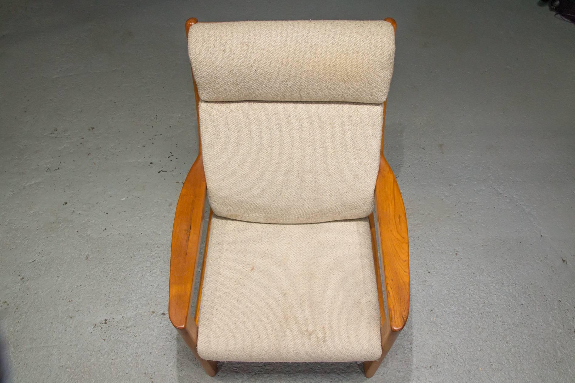 Teak High Back Armchair by Johannes Andersen for CFC Silkeborg In Excellent Condition In Belmont, MA