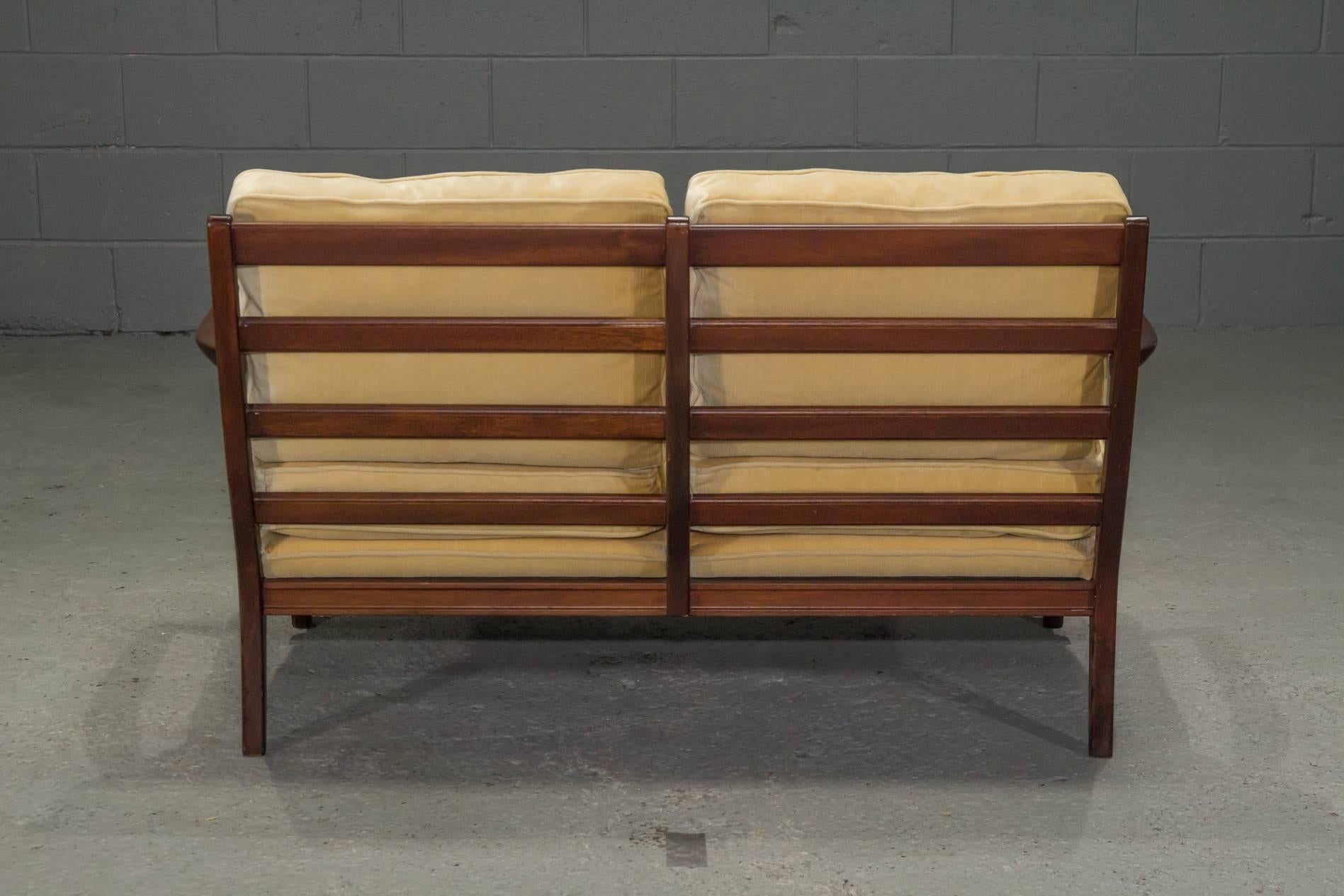 Mid-Century Modern Danish Modern Loveseat Settee with Down Cushions