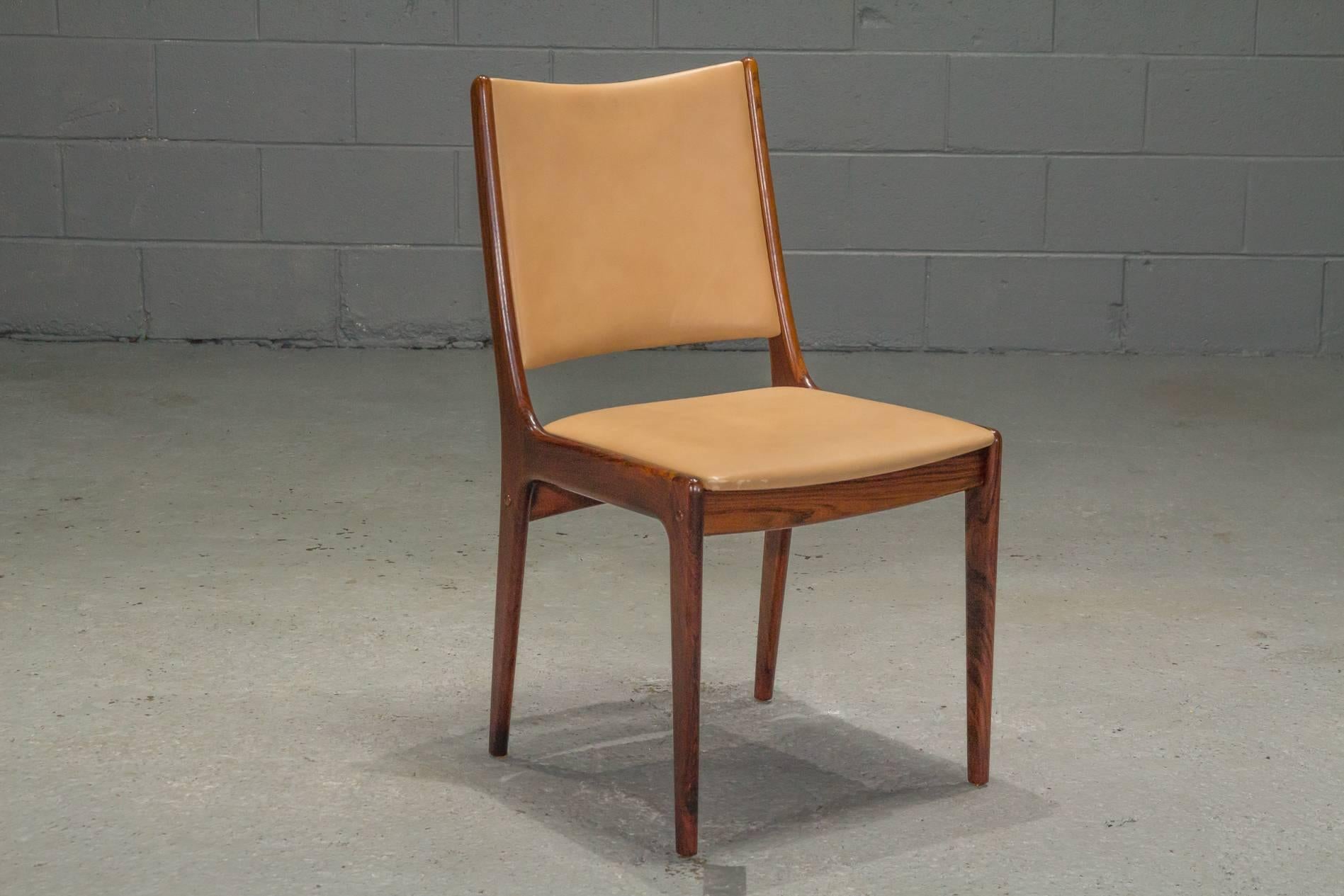 20th Century Set of Four Danish Modern Rosewood and Leather Dining Chairs