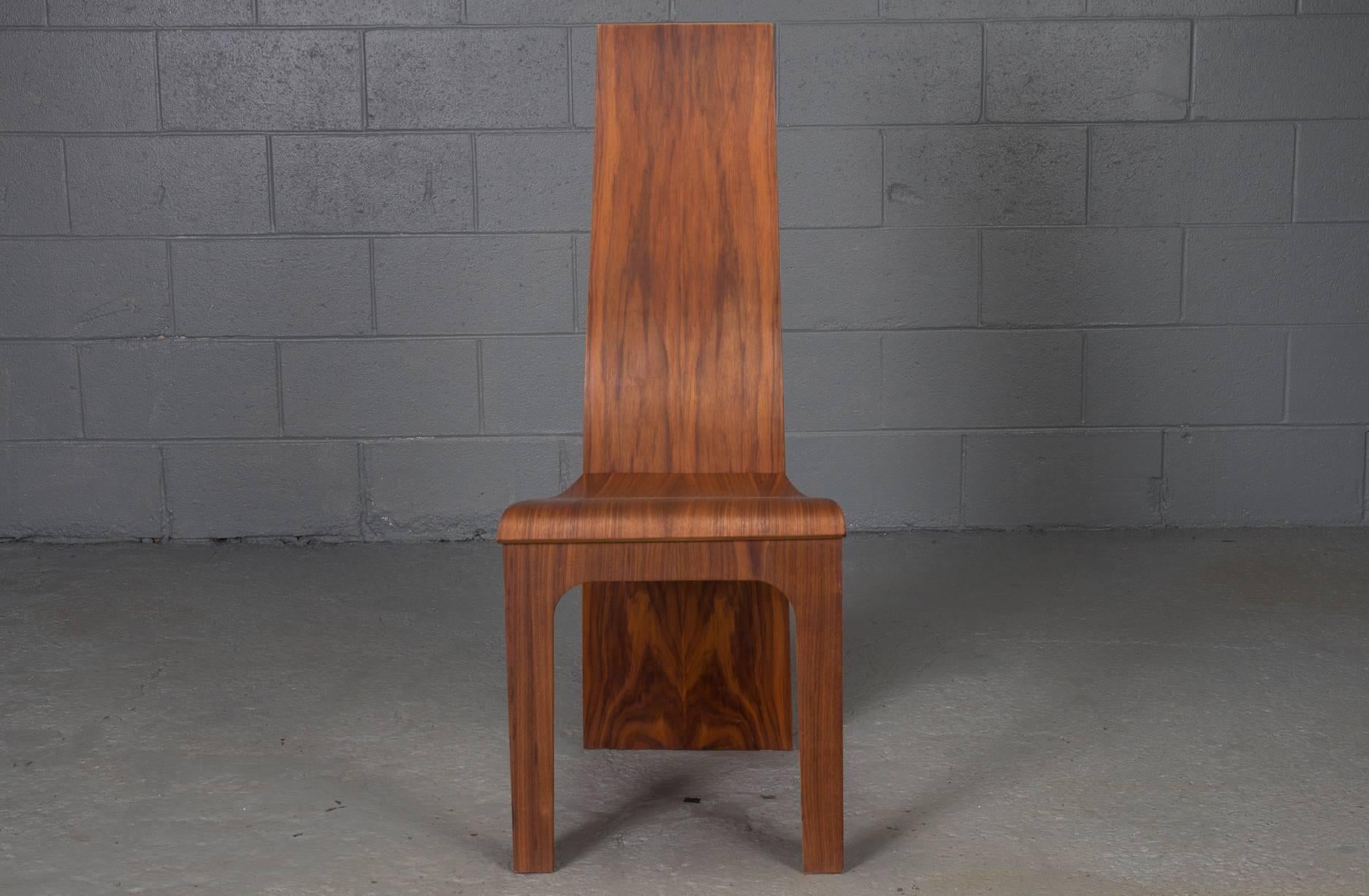 Set of Five High Back Rosewood Bent Plywood Chairs by Hans Karlsson In Good Condition In Belmont, MA