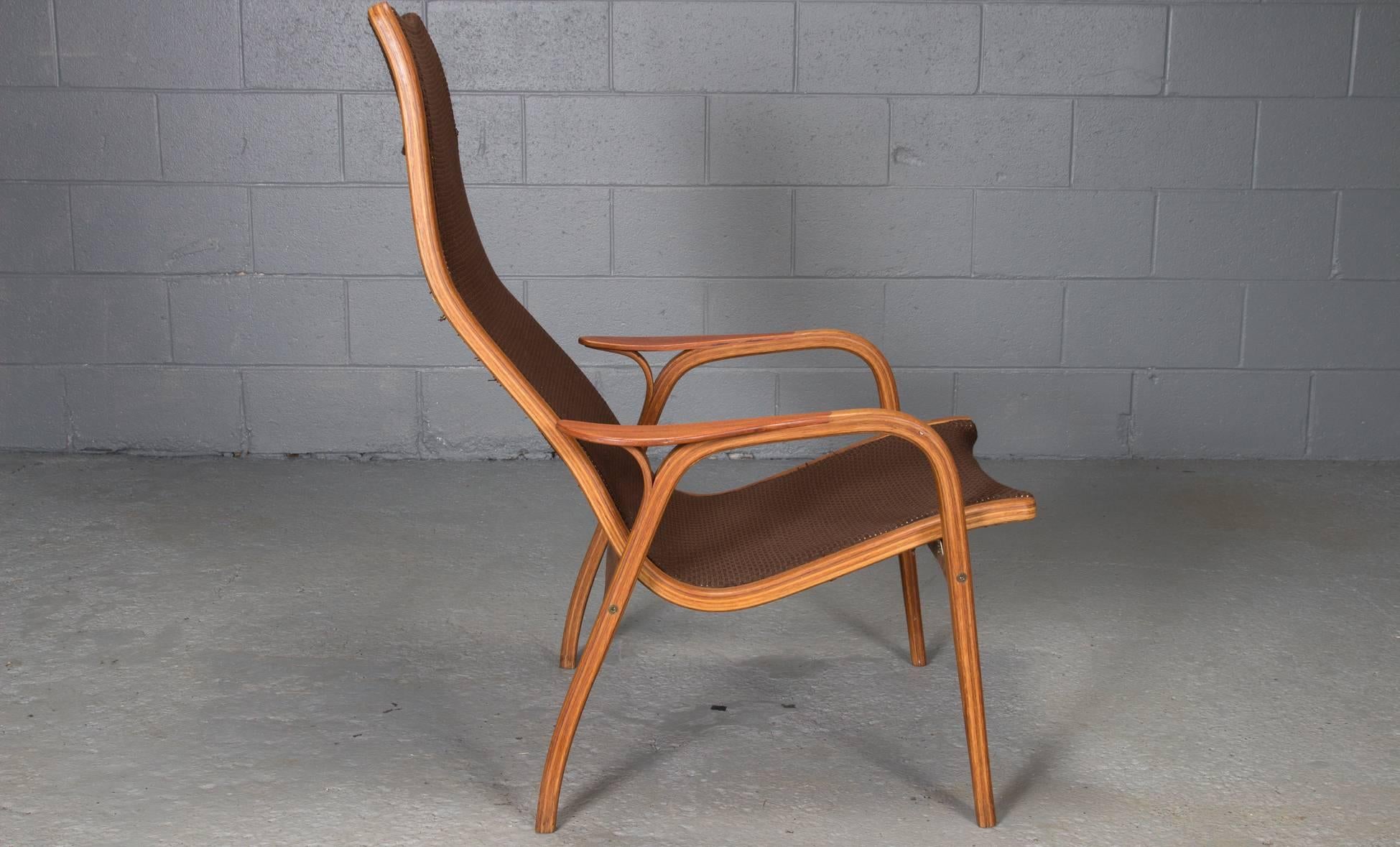 Swedish Pair of Oak and Teak Lamino Lounge Chairs by Yngve Ekstrom