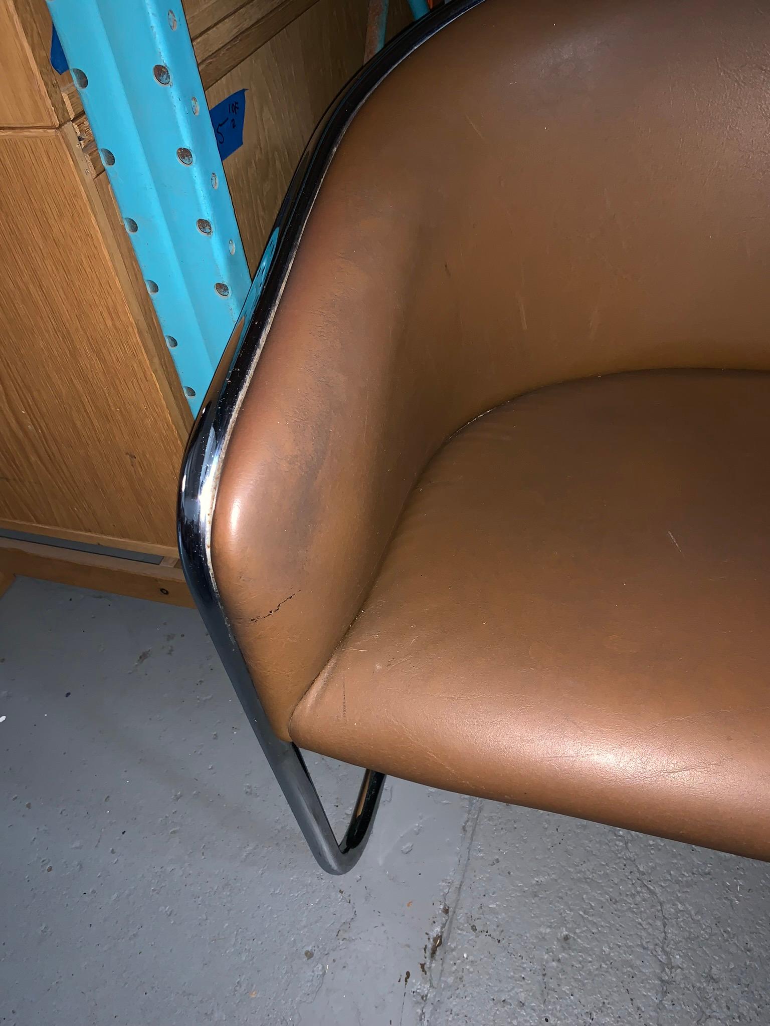 Leather Pair of Club Tub Lounge Chairs by Joan Burgasser/Anton Lorenz for Thonet For Sale