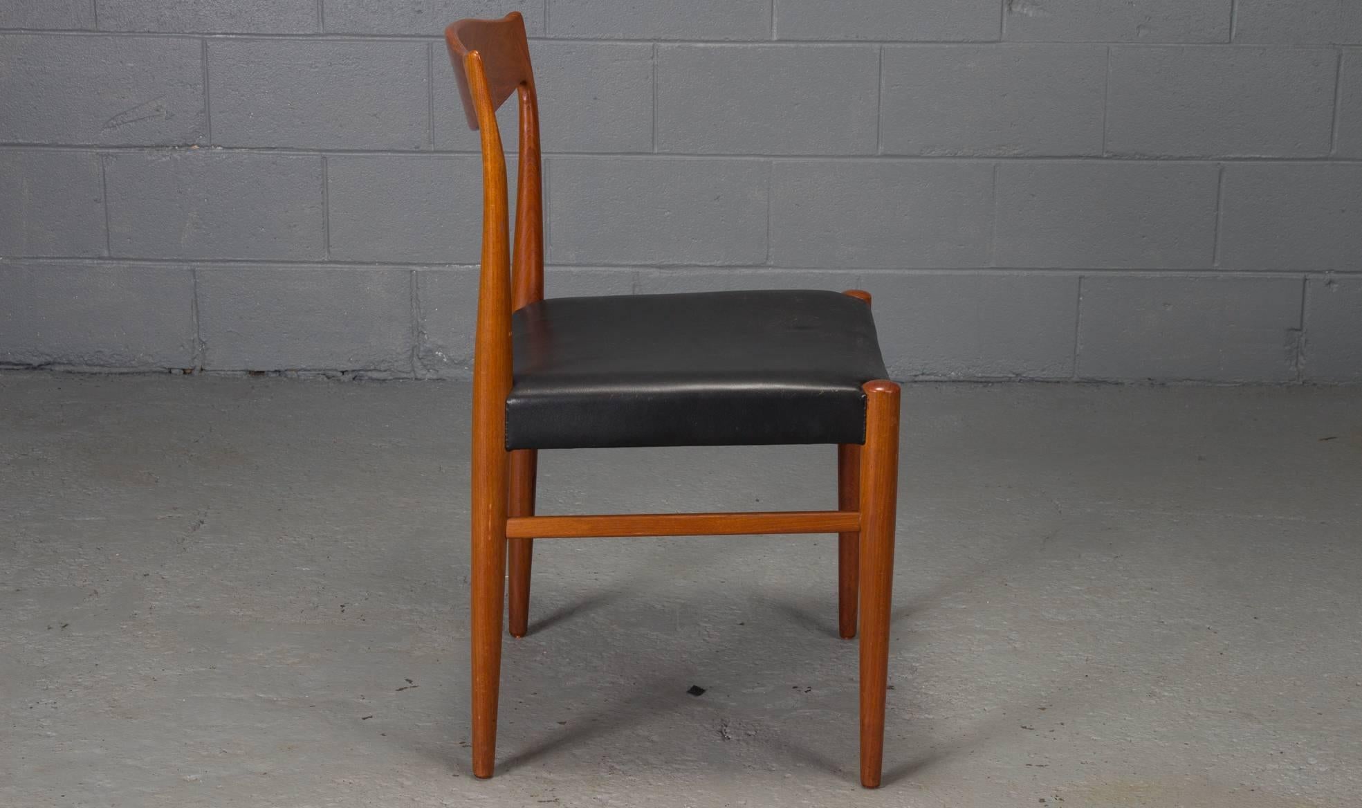 Set of Six Teak Danish Modern Dining Chairs by Henning Kjaernulf In Good Condition In Belmont, MA