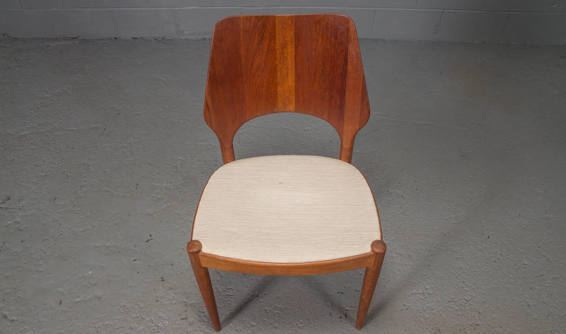 Set of Four Danish Modern Solid Teak Finback Dining Chairs, 1950s 1