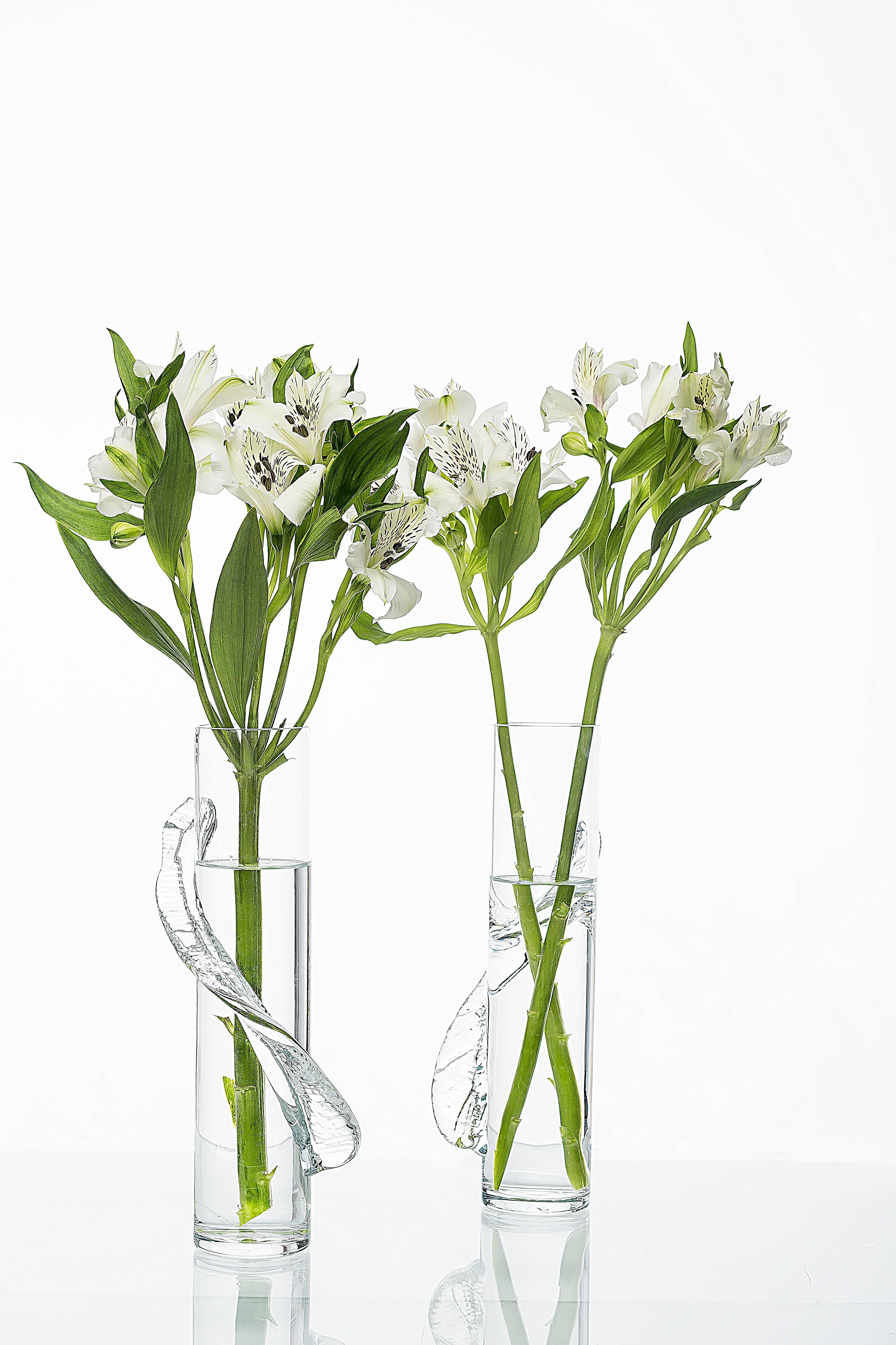 Glass Flower Vase, Transparent, Brazilian Design In New Condition For Sale In Sao Paulo, SP