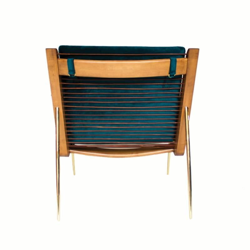 Walt Lounge Chair und Ottomane, inspiriert aus der Mitte des Jahrhunderts (Handgeschnitzt) im Angebot