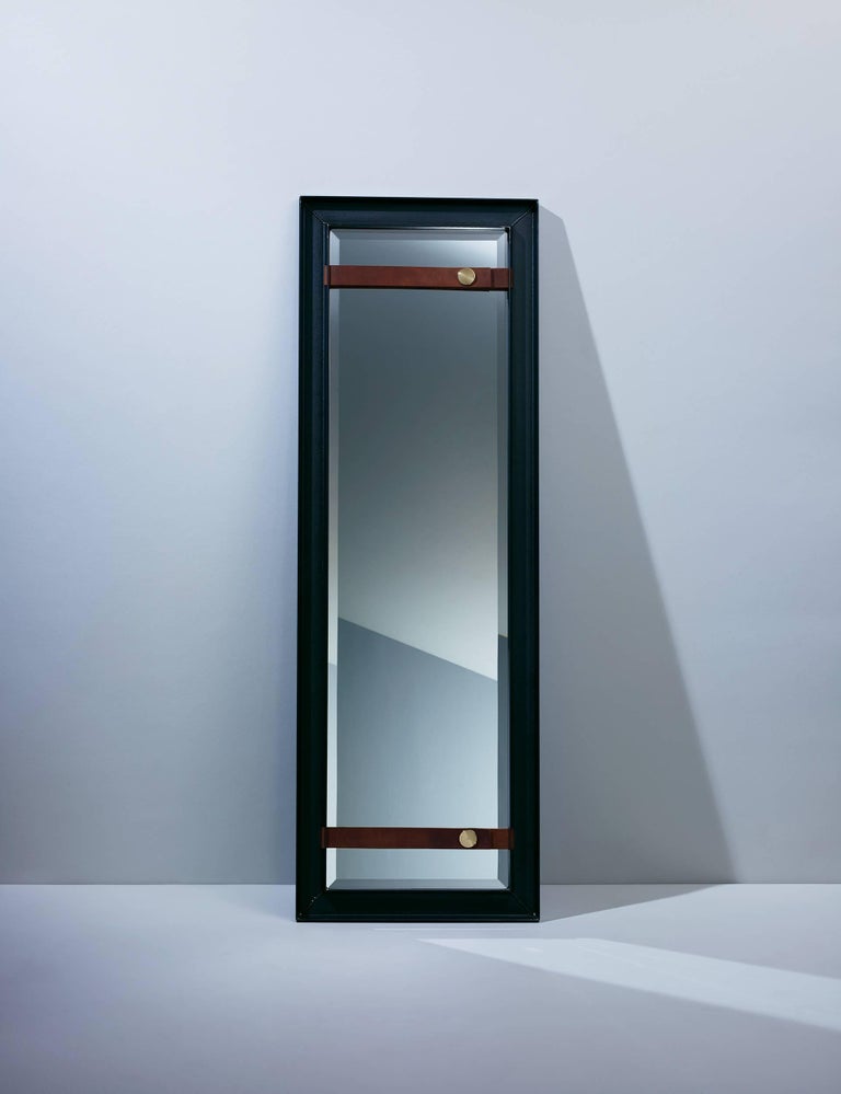 PS1 Full Length Mirror in Steel with Leather and Brass