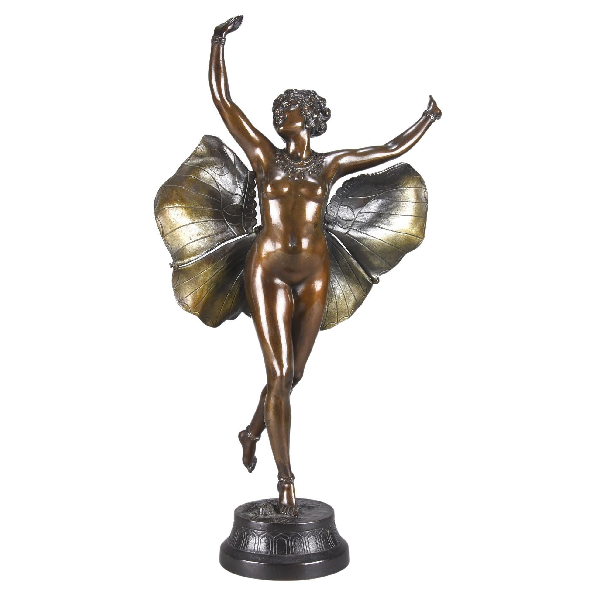 Austrian Bronze Study "Butterfly Dancer" by Richard Thuss For Sale