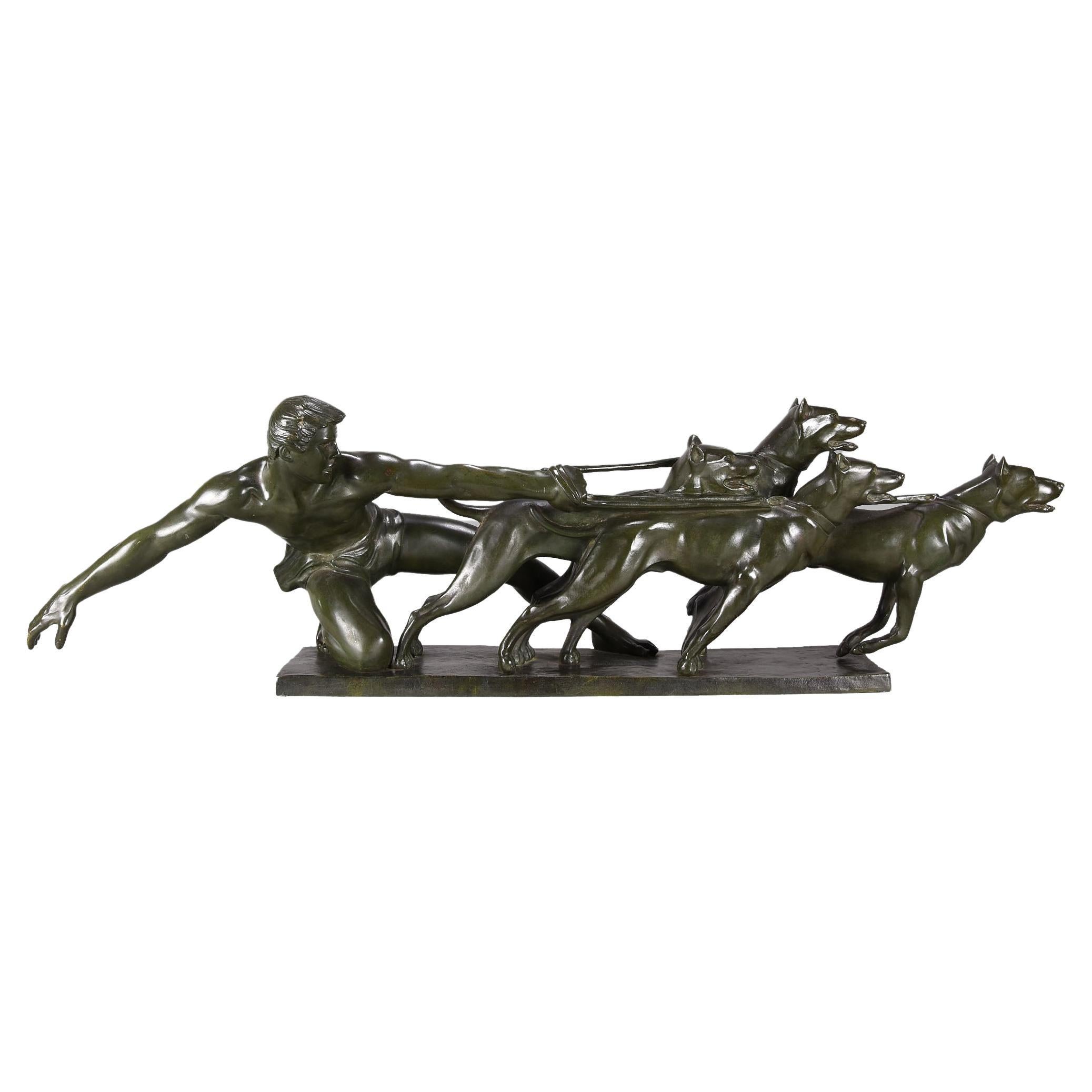 Powerful Art Deco Bronze Study "The Release" by Alexandre Kelety