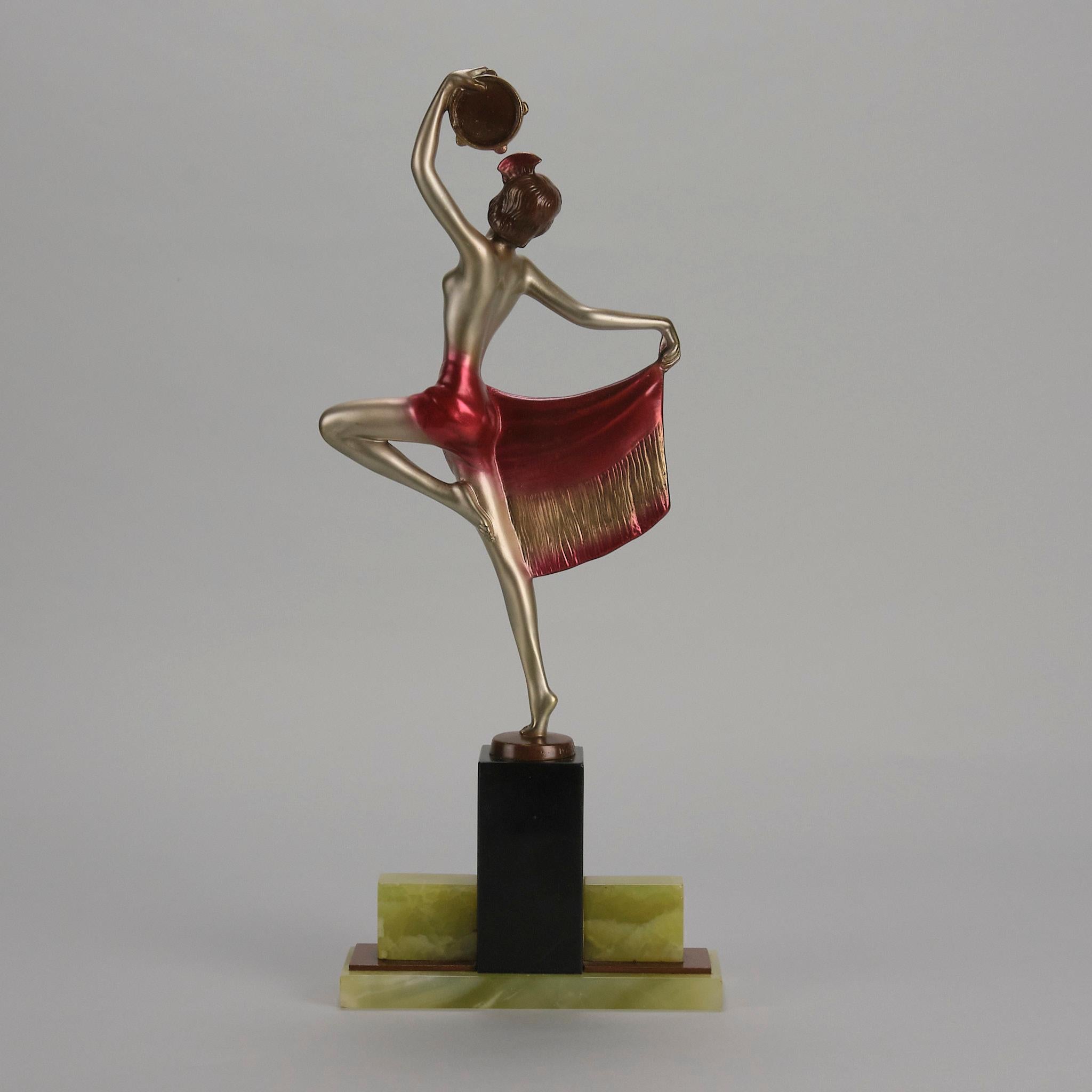 Art Deco Bronze mit Kaltbemalung 