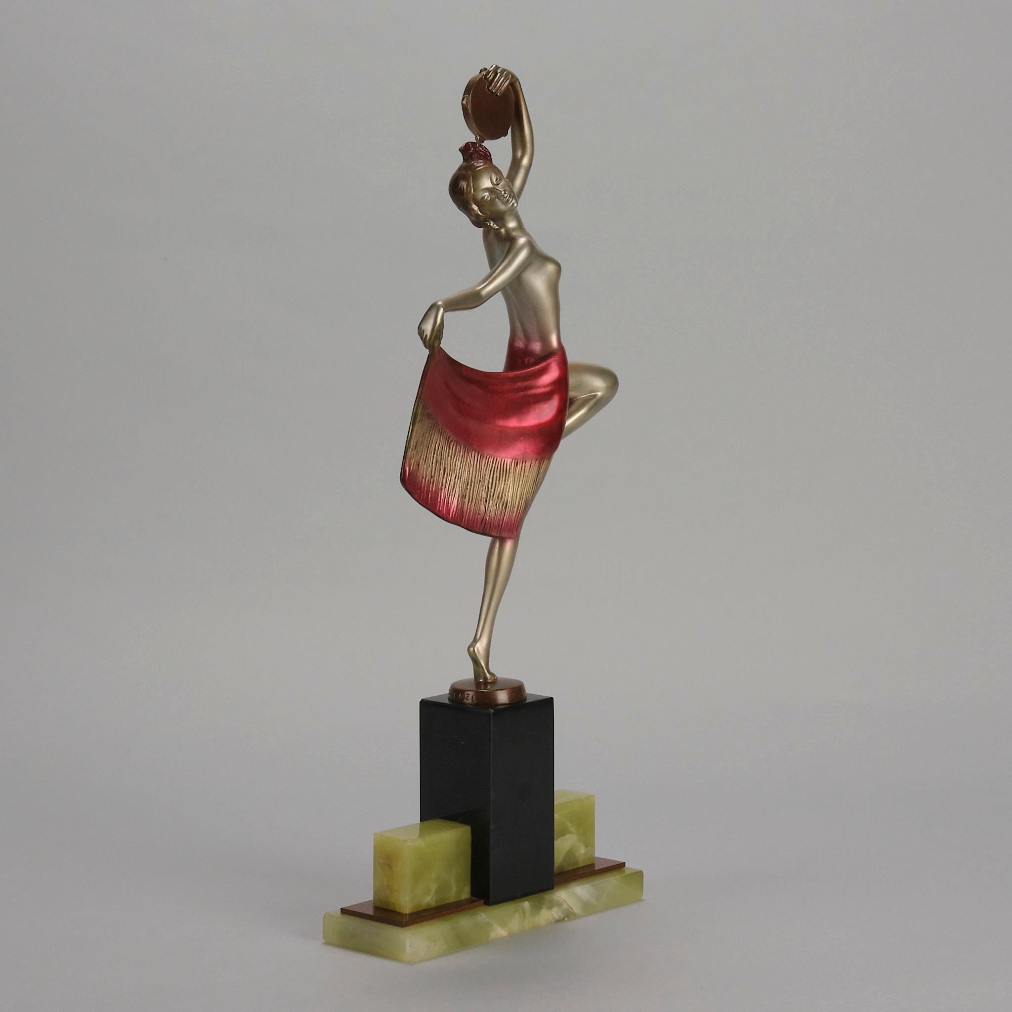 Art Deco Bronze mit Kaltbemalung 