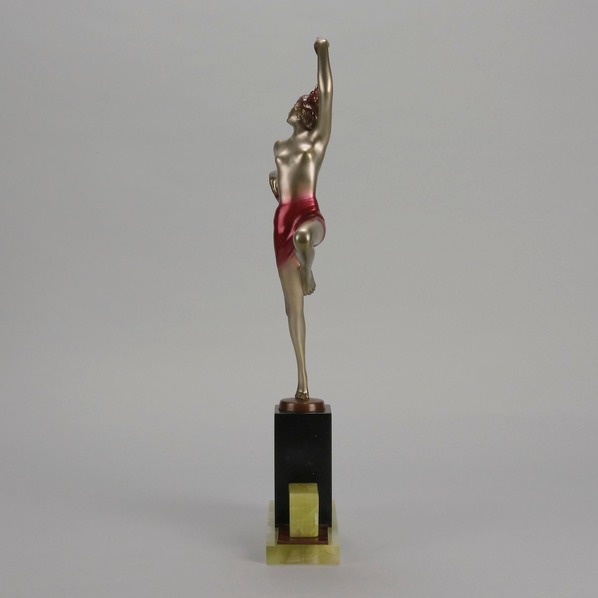 Art Deco Bronze mit Kaltbemalung 