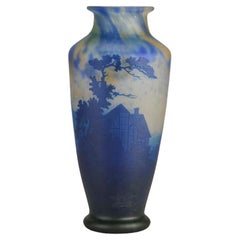 Early 20th Century Art Nouveau Cameo Glass "Landscape Vase" by Muller Frères