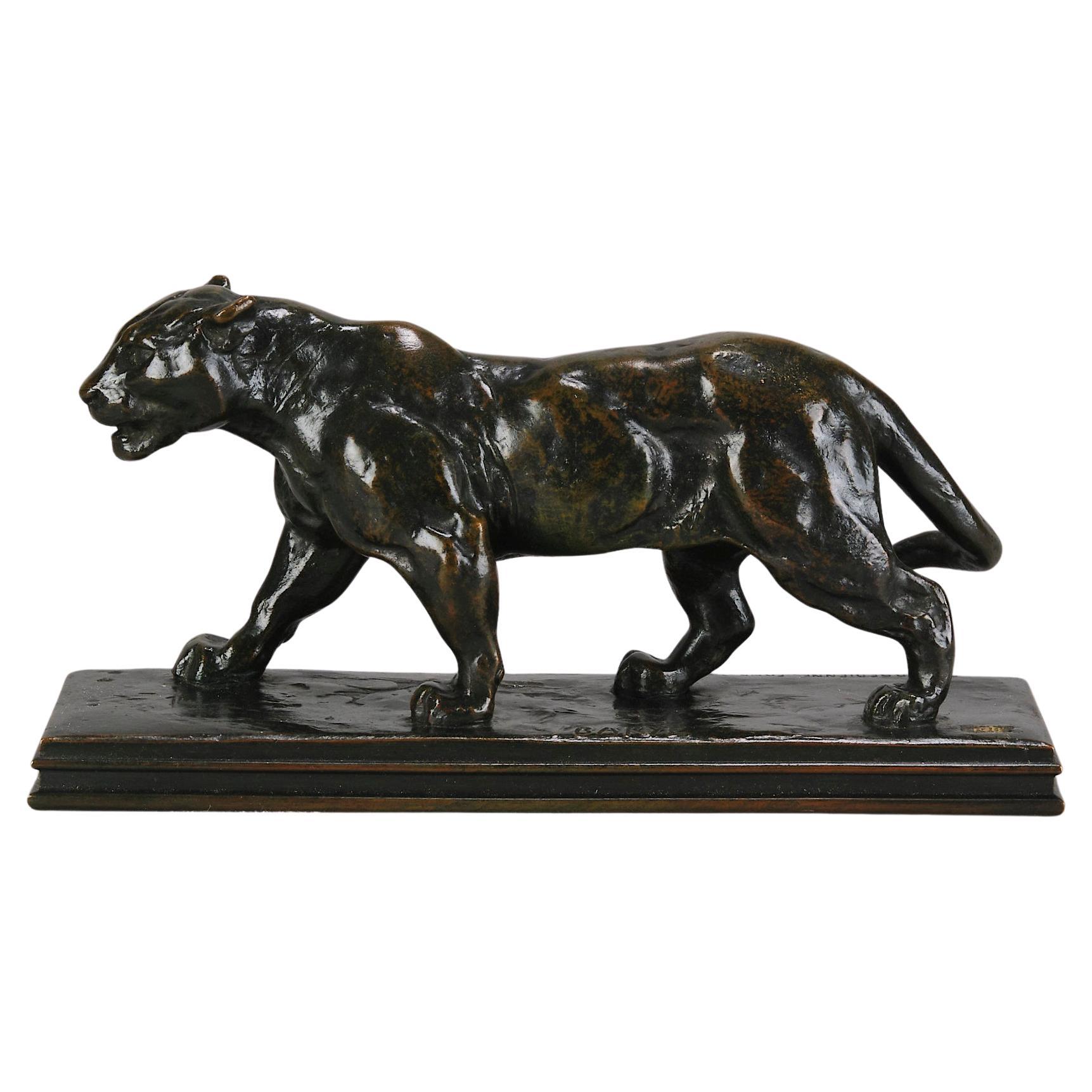 Bronzo Animalier della metà del XIX secolo "Jaguar Qui Marche" di Antoine L. Barye in vendita