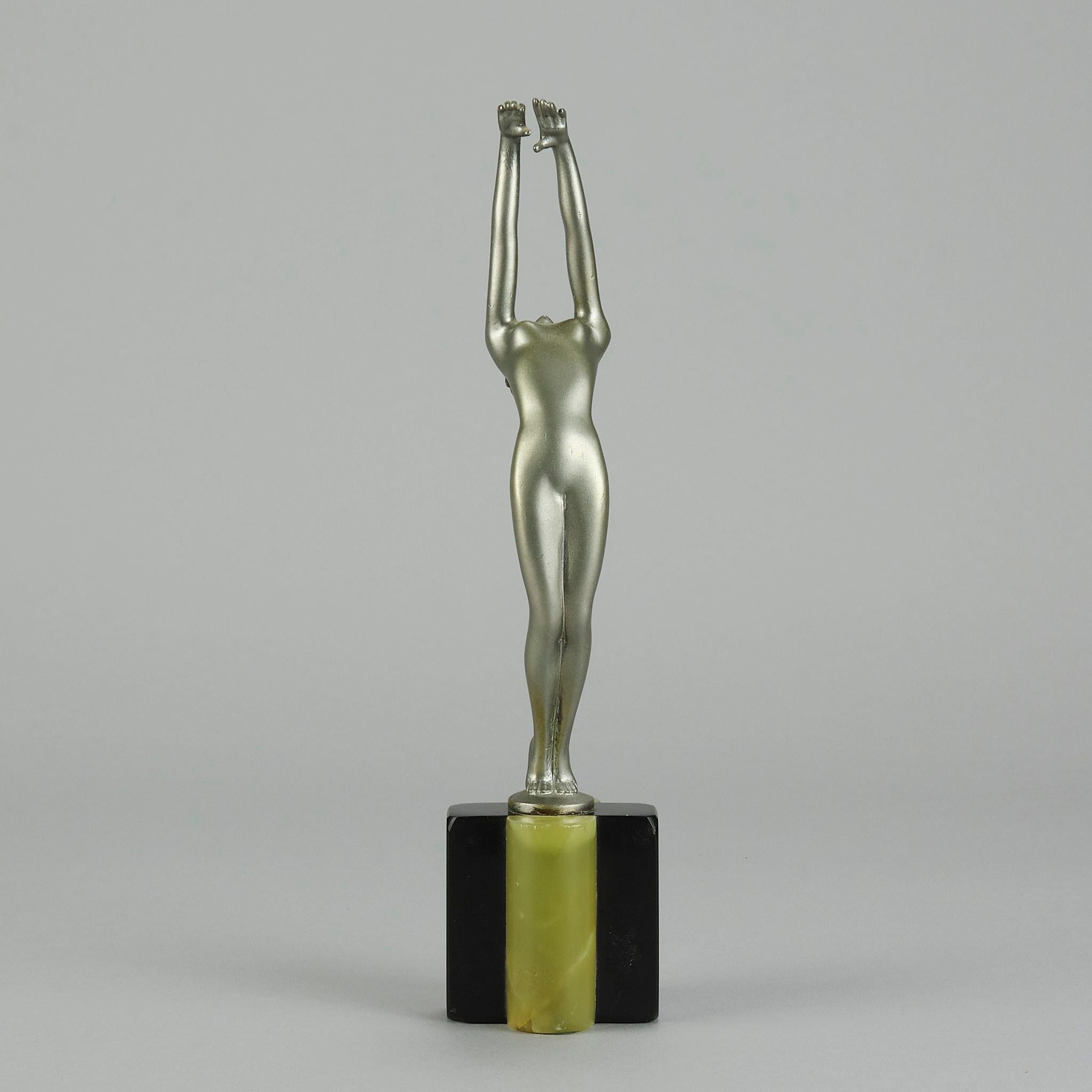 Art Déco Bronzo dipinto a freddo dei primi del Novecento intitolato 