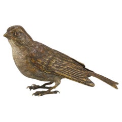 Early 20th Century Cold-Painted Bronze "Standing Sparrow" by Franz Bergman