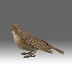 Early 20th Century Cold-Painted Bronze "Standing Sparrow" by Franz Bergman