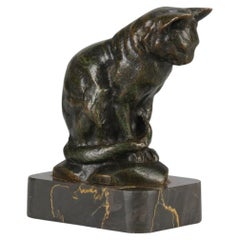 Mid 19th Century Animalier Bronze entitled "Chat Assis" by A L Barye