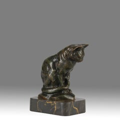 Mid 19th Century Animalier Bronze entitled "Chat Assis" by A L Barye