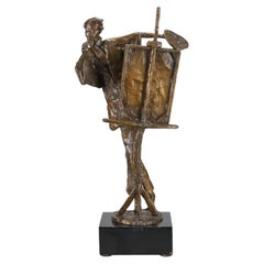 Mid 20th Century Bronze Sculpture entitled "Artist & Easel" by Bernard Kim