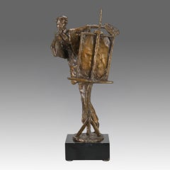Mid 20th Century Bronze Sculpture entitled "Artist & Easel" by Bernard Kim