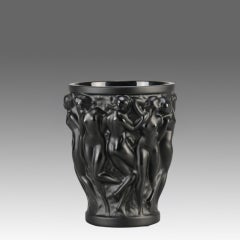 Contemporary Limited Edition Crystal Glass "Black Bacchantes Vase" by Lalique