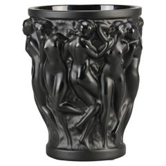 Contemporary Limited Edition Crystal Glass "Black Bacchantes Vase" by Lalique