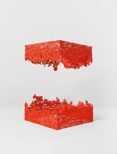 Contemporary Metal Cast Sculpture, Orange Red Cast by Mimi Jung