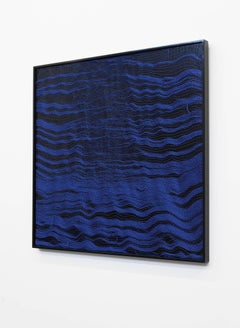 Contemporary Weaving Textile Fiber Art, Blue Waves 1 by Mimi Jung