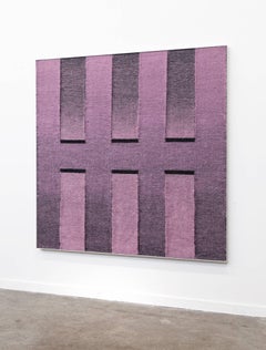 Contemporary Weaving Textile Fiber Art, Pink to Black Rectangles by Mimi Jung