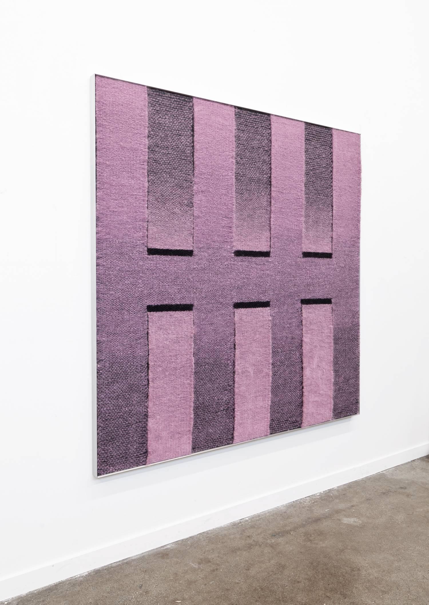 American Contemporary Weaving Textile Fiber Art, Pink to Black Rectangles by Mimi Jung For Sale