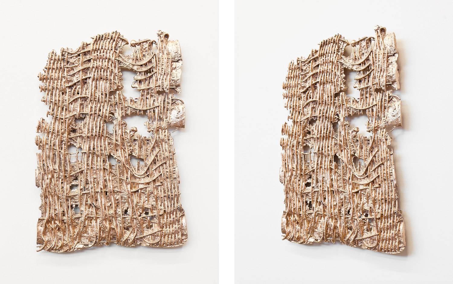 Post-Modern Contemporary Wall Mounted Metal Sculpture, Bronze Cast 2 by Mimi Jung