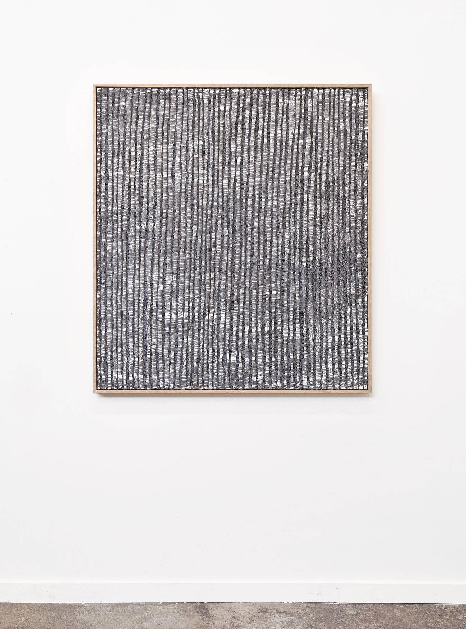 Post-Modern Contemporary Weaving Textile Fiber Art, Gray Waves by Mimi Jung For Sale