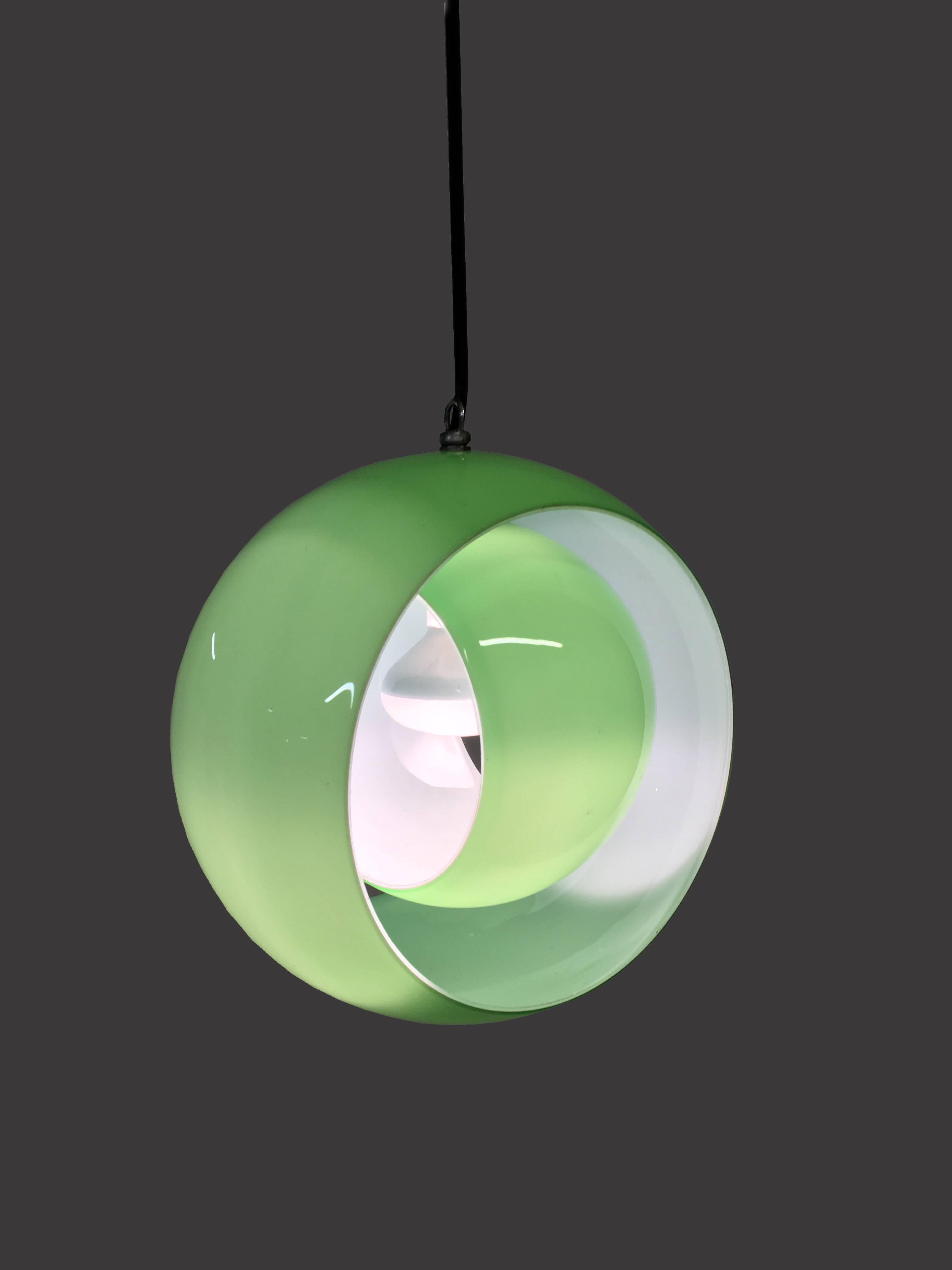 Italian Carlo Nason for Mazzega  Green Murano glass Globe Pendant, Italy 1960s