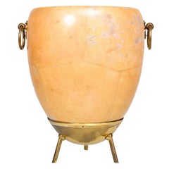 1950s Aldo Tura Goatskin and Brass Ice or Champagne Bucket, Midcentury