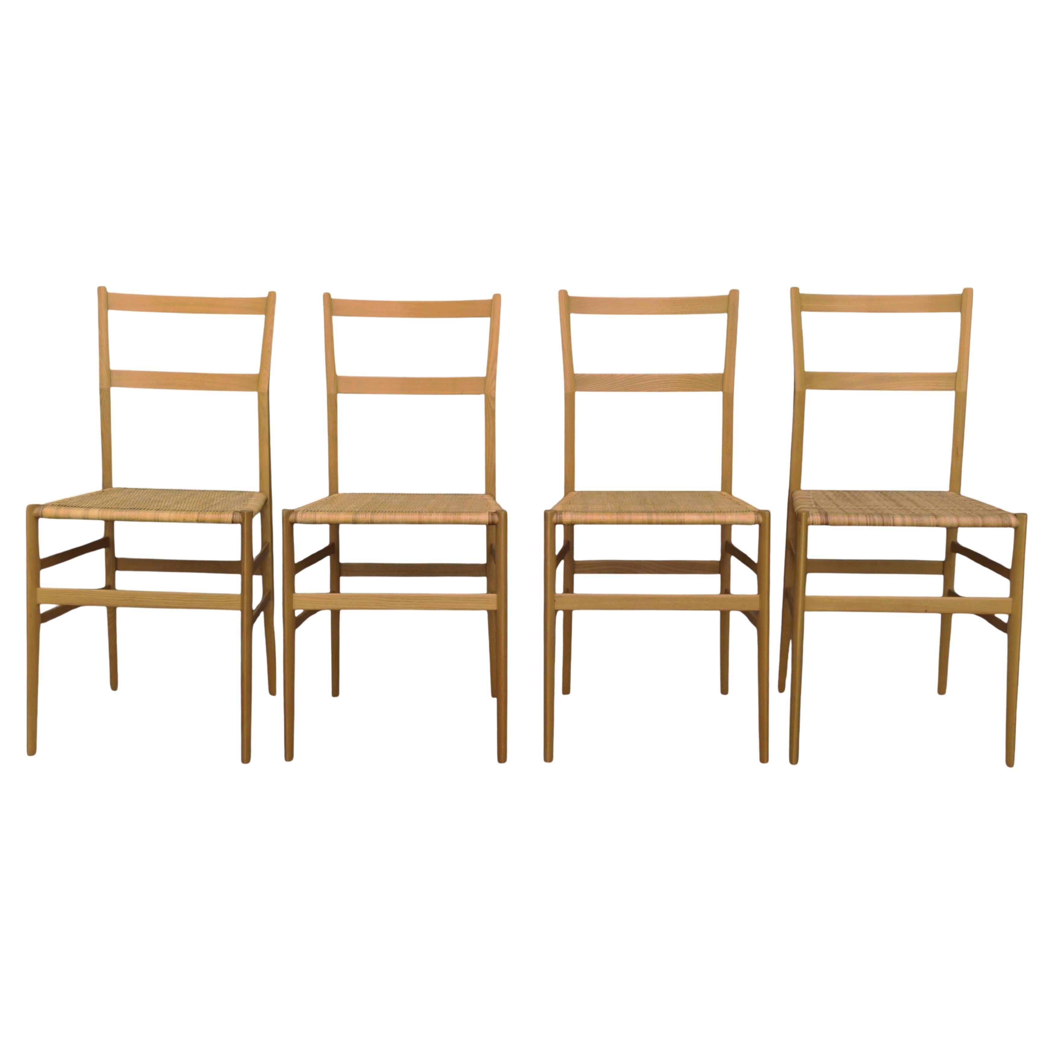 Gio Ponti per Cassina Set di 4 Sedie Superleggera, Italia 1980s