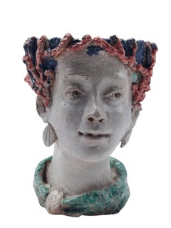 Pareja de maceteros artesanales de cerámica, Italia, década de 1950