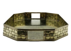 Elegant Octagonal Brass Serving Tray, Italy, 1970s