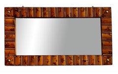 Rectangular Wall Mirror with Bamboo Frame, Italy, 1960s
