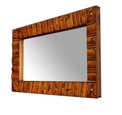 Rectangular Wall Mirror with Bamboo Frame, Italy, 1960s