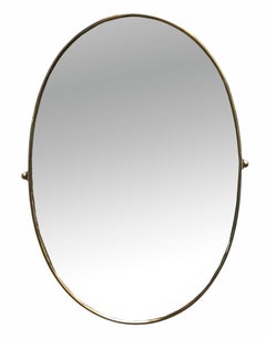 Oval Brass Wall Mirror, Italy, 1950s
