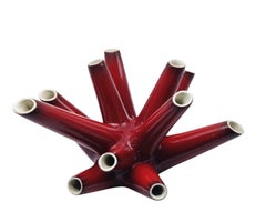 Vibi Torino Single-Flower and Multi-Flower Vase in Red Ceramic, Italy, 1960s