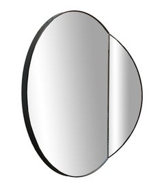 Modern Round Wall Mirror with Curved Side Panel, Italy, 1980s