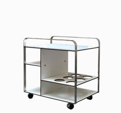 Chrome and White Laminate Service Cart, Italy, 1970s
